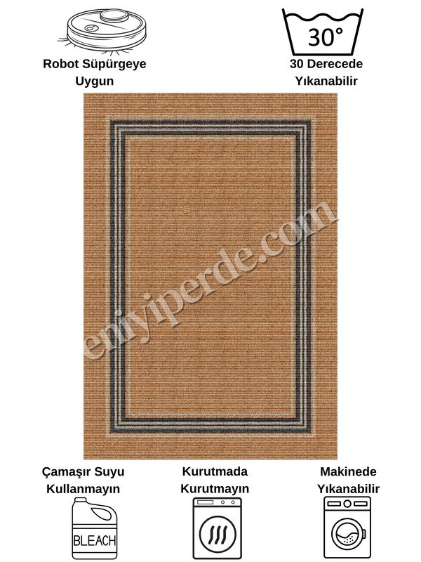 (acik-kahverengi) Sisal Hasır Görünümlü Lateks Taban Yolluk Antre Halı Fiyatları, Özellikleri ve Yorumları - 8