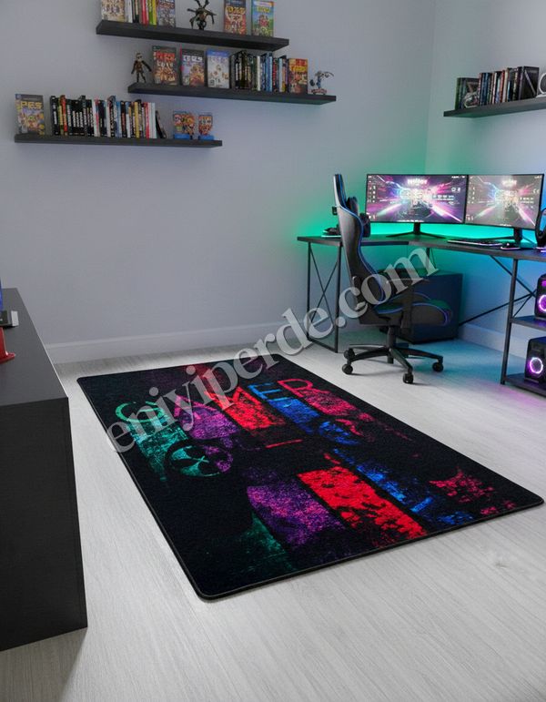 (siyah) Gamer Oyuncu Siyah Genç Odası Lateks Deri Taban Halı Fiyatları, Özellikleri ve Yorumları - 2