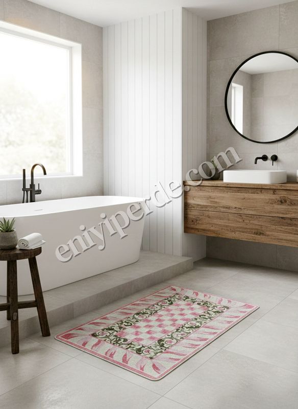 (pembe) Çiçek Desen Pembe Renk -  Banyo Papası (60 x 100) Fiyatları, Özellikleri ve Yorumları - 3