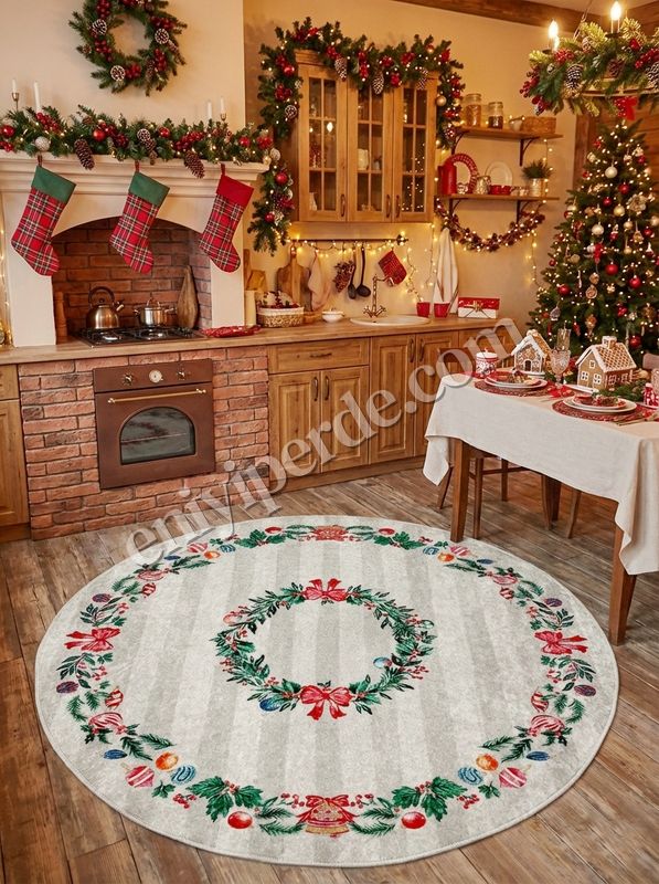 (cok-renkli) Taş Rengi - Yeniyıl Konsept Yılbaşı Mutfak Antre Halısı Fiyatları, Özellikleri ve Yorumları - 5