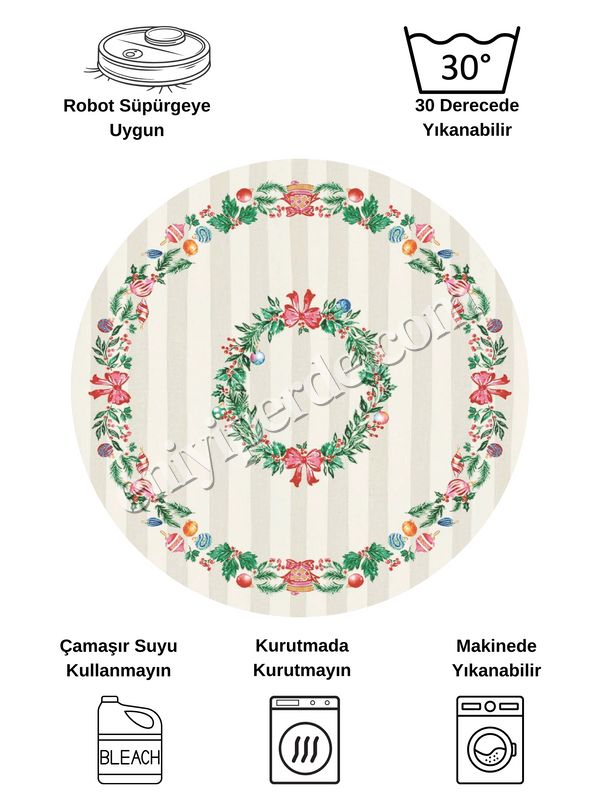 (cok-renkli) Taş Rengi - Yeniyıl Konsept Yılbaşı Mutfak Antre Halısı Fiyatları, Özellikleri ve Yorumları - 7