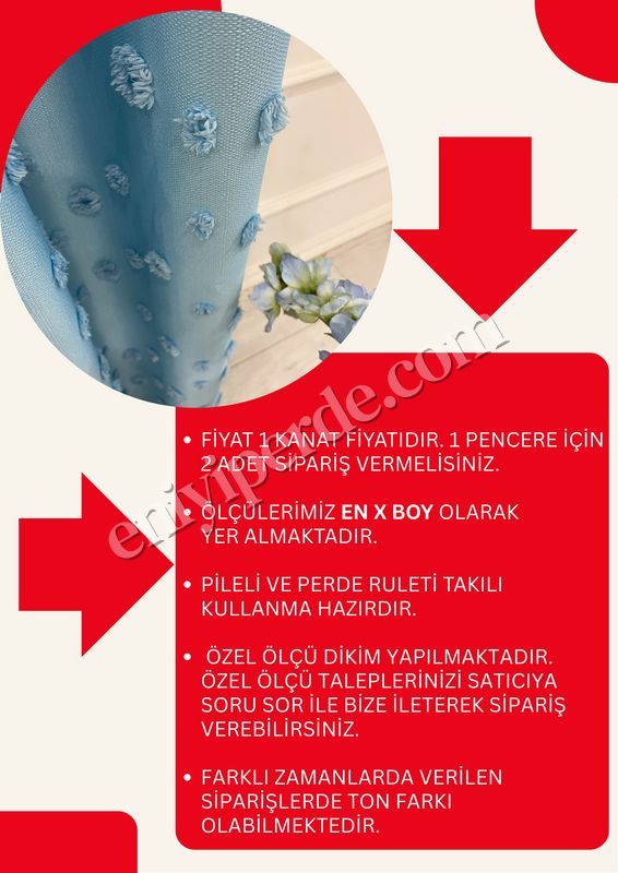 (mavi) Mavi Renk Çocuk Odası Ponponlu Pufy Fon Perde 1/3 SIK Pile Fiyatları, Özellikleri ve Yorumları - 5