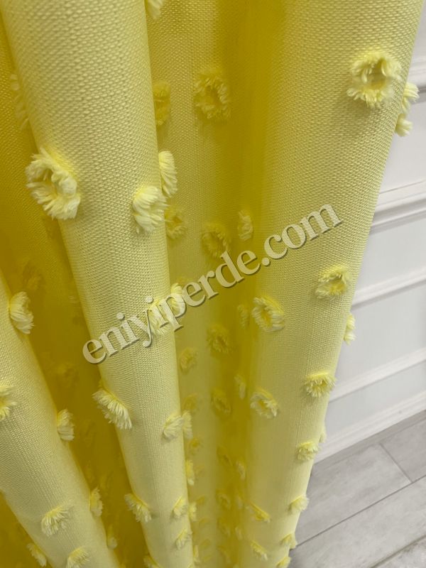 (sari) Sarı Renk Çocuk Odası Ponponlu Pufy Fon Perde 1/3 SIK Pile Fiyatları, Özellikleri ve Yorumları - 7