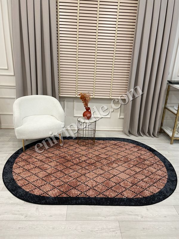 (kahve-oval) KAHVERENGİ-SİYAH Jüt Sisal Görünüm Bordürlü Kaymaz Taban Yolluk Halı Fiyatları, Özellikleri ve Yorumları - 2