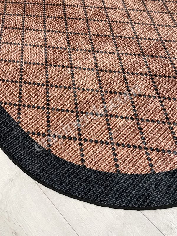 (kahve-oval) KAHVERENGİ-SİYAH Jüt Sisal Görünüm Bordürlü Kaymaz Taban Yolluk Halı Fiyatları, Özellikleri ve Yorumları - 3