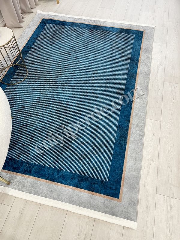 (lacivert) Hasır Görünümlü Bordürlü Lateks Taban Halı Fiyatları, Özellikleri ve Yorumları - 3