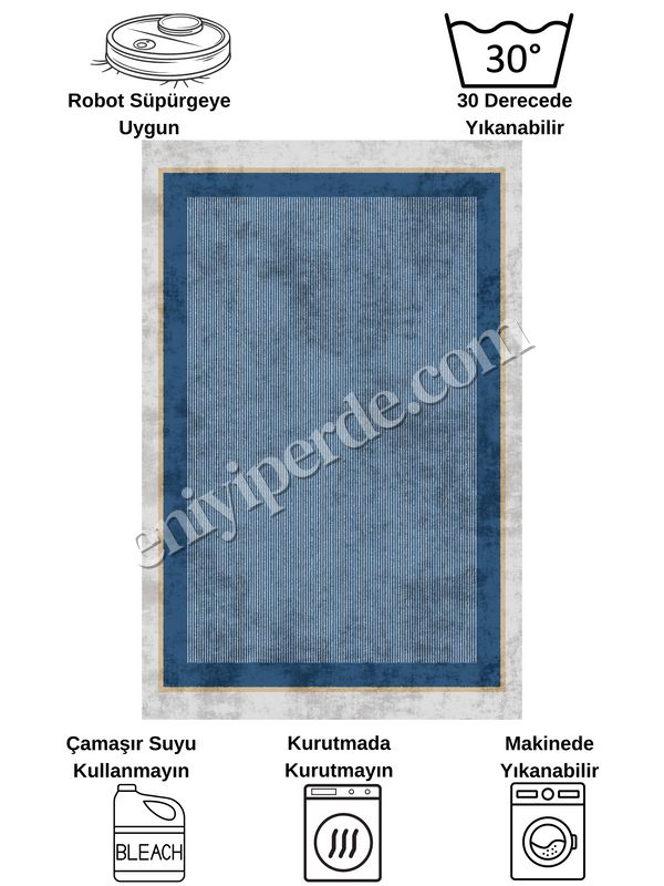 (lacivert) Hasır Görünümlü Bordürlü Lateks Taban Halı Fiyatları, Özellikleri ve Yorumları - 6