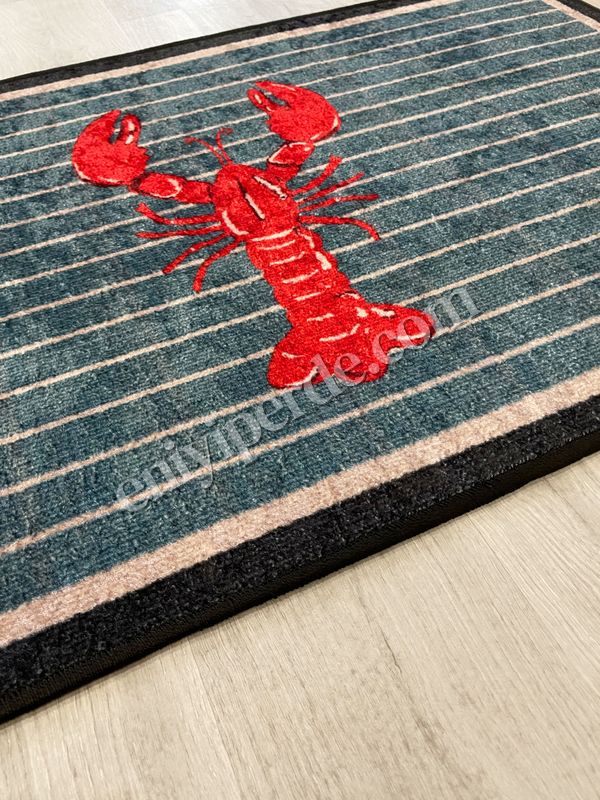 (mavi) 2'li Istakoz Desen Lateks Taban Banyo Paspası (60X100-60x50) Fiyatları, Özellikleri ve Yorumları - 3