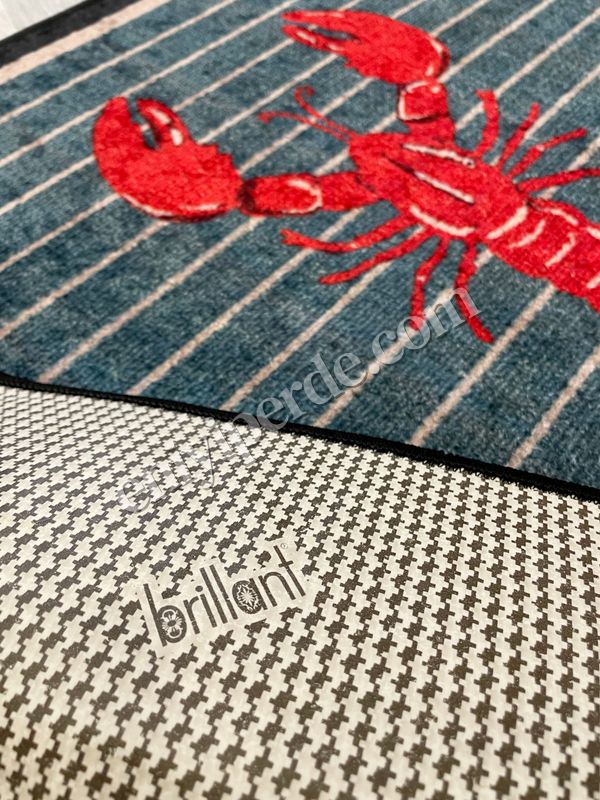 (mavi) 2'li Istakoz Desen Lateks Taban Banyo Paspası (60X100-60x50) Fiyatları, Özellikleri ve Yorumları - 4