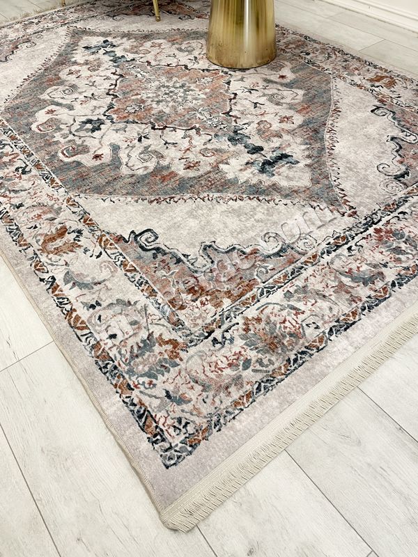 (bej) Göbekli Damask Desenli Lateks Taban Salon Halısı Fiyatları, Özellikleri ve Yorumları - 4