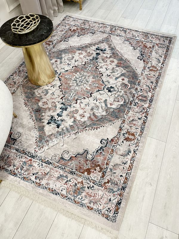 (bej) Göbekli Damask Desenli Lateks Taban Salon Halısı Fiyatları, Özellikleri ve Yorumları - 5