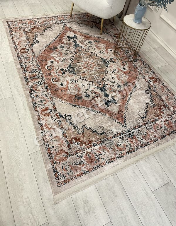 (kahverengi) Göbekli Damask Desenli Lateks Taban Salon Halısı Fiyatları, Özellikleri ve Yorumları - 3