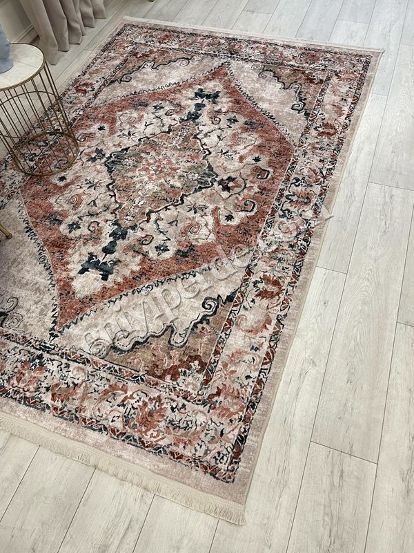 (kahverengi) Göbekli Damask Desenli Lateks Taban Salon Halısı Fiyatları, Özellikleri ve Yorumları - 4