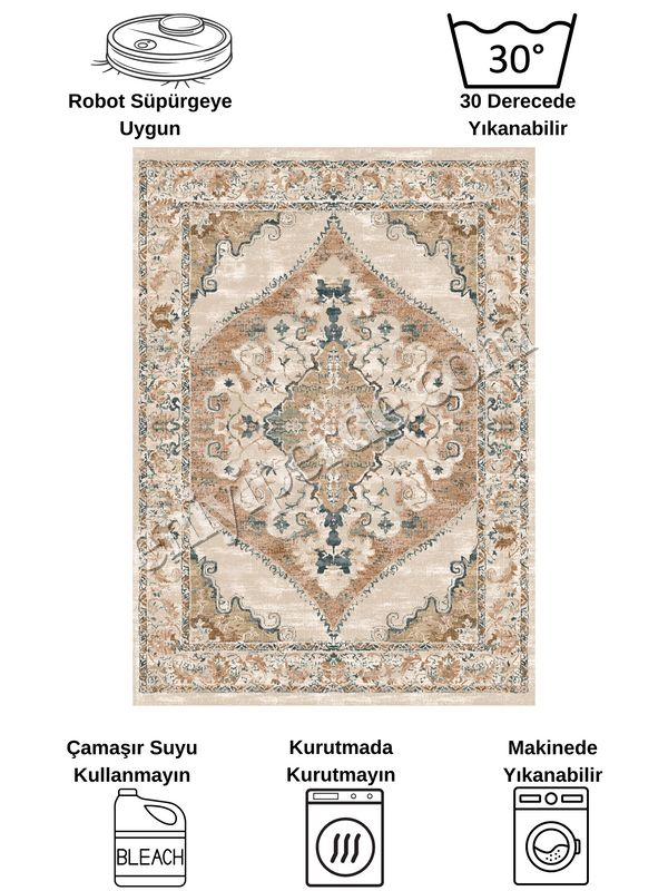 (kahverengi) Göbekli Damask Desenli Lateks Taban Salon Halısı Fiyatları, Özellikleri ve Yorumları - 7
