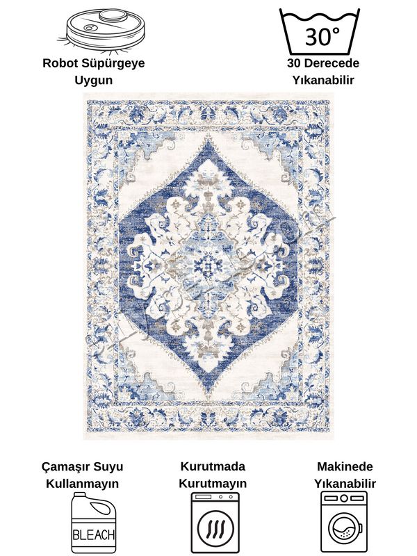 (lacivert) Göbekli Damask Desenli Lateks Taban Salon Halısı Fiyatları, Özellikleri ve Yorumları - 7