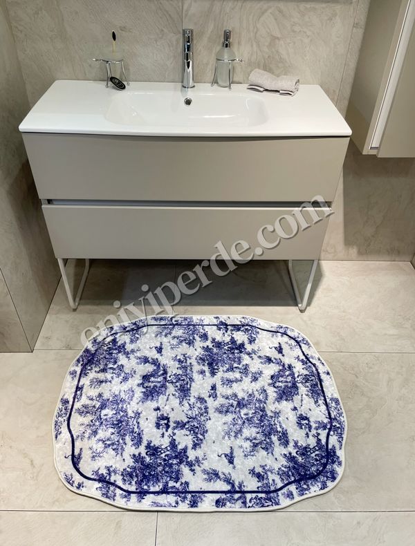 (mavi) Toile de Jouy Temalı Lateks Taban Banyo Paspası (45X55) Fiyatları, Özellikleri ve Yorumları - 3