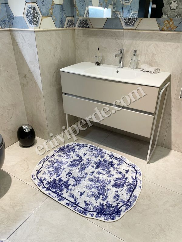 (mavi) Toile de Jouy Temalı Lateks Taban Banyo Paspası (45X55) Fiyatları, Özellikleri ve Yorumları - 4
