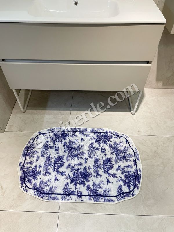 (mavi) Toile de Jouy Temalı Lateks Taban Banyo Paspası (45X55) Fiyatları, Özellikleri ve Yorumları - 6
