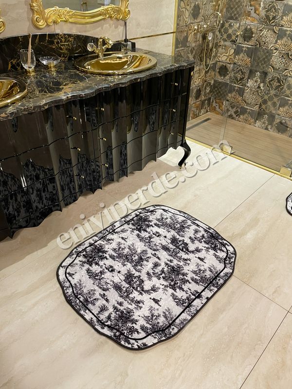 (siyah) Toile de Jouy Temalı Tekli Lateks Taban Banyo Paspası (45x55) Fiyatları, Özellikleri ve Yorumları - 2