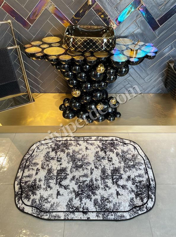 (siyah) Toile de Jouy Temalı Tekli Lateks Taban Banyo Paspası (45x55) Fiyatları, Özellikleri ve Yorumları - 3