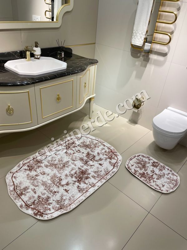 (kahverengi) Toile de Jouy Temalı Tekli Lateks Taban Banyo Paspası (45X55) Fiyatları, Özellikleri ve Yorumları - 3