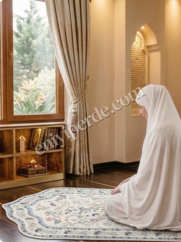 (mavi) Modern Çiçekli Medine Seccade 80x140 Fiyatları, Özellikleri ve Yorumları - 2