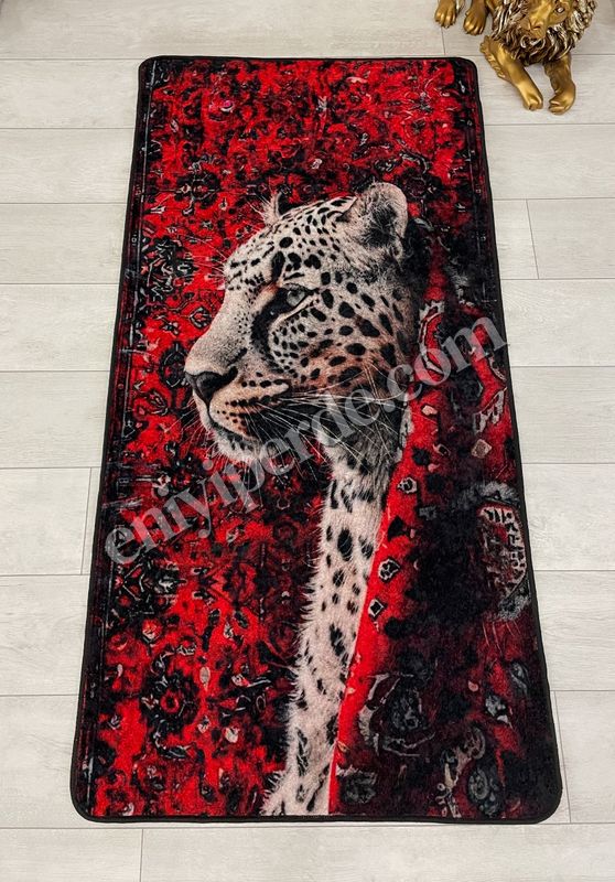 (kirmizi) Leopar Desenli Kırmızı Dekoratif Lateks Halı Fiyatları, Özellikleri ve Yorumları - 2