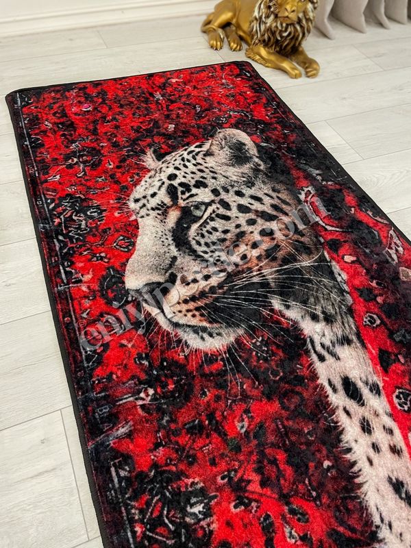 (kirmizi) Leopar Desenli Kırmızı Dekoratif Lateks Halı Fiyatları, Özellikleri ve Yorumları - 3