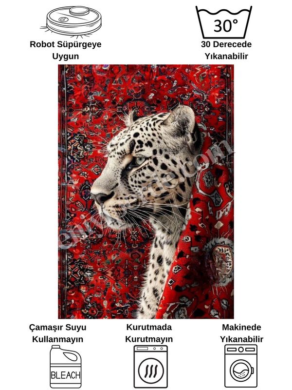 (kirmizi) Leopar Desenli Kırmızı Dekoratif Lateks Halı Fiyatları, Özellikleri ve Yorumları - 6