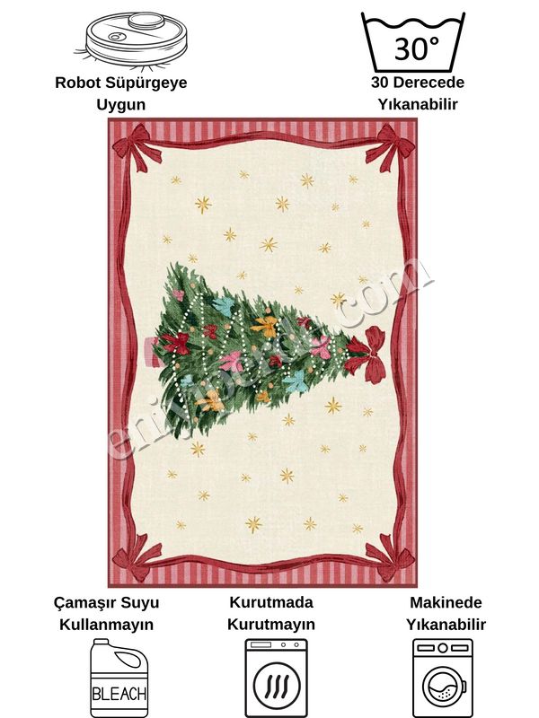 (bej) Yılbaşı Temalı Kapıönü Ağaç Altı Paspası Bej-Kırmızı (60x90) Fiyatları, Özellikleri ve Yorumları - 5