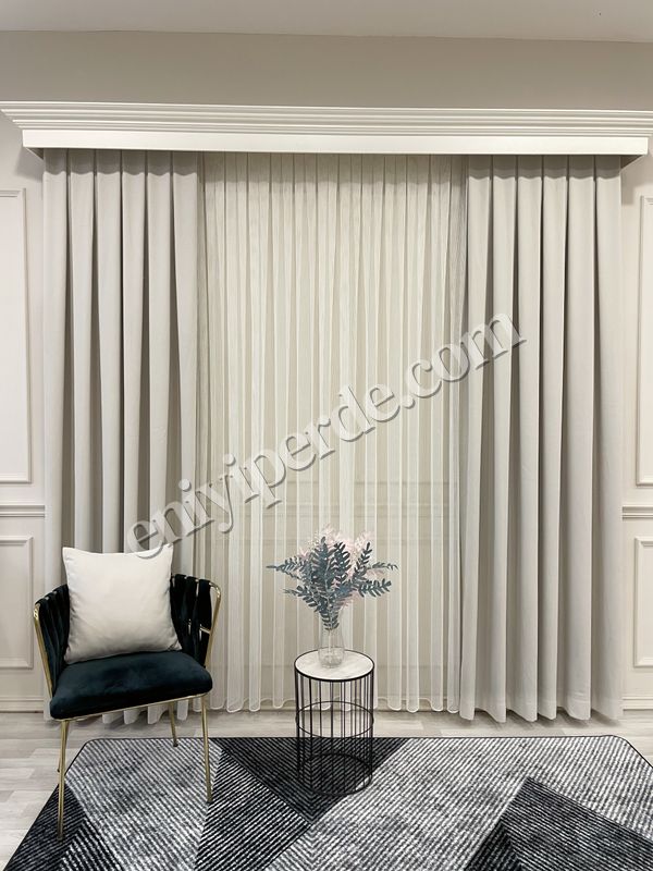 (ekru) EKRU Renk 1/3 SIK PİLE Petek Dokuma Yumuşak Yapılı Panama Fon Perde Fiyatları, Özellikleri ve Yorumları - 4