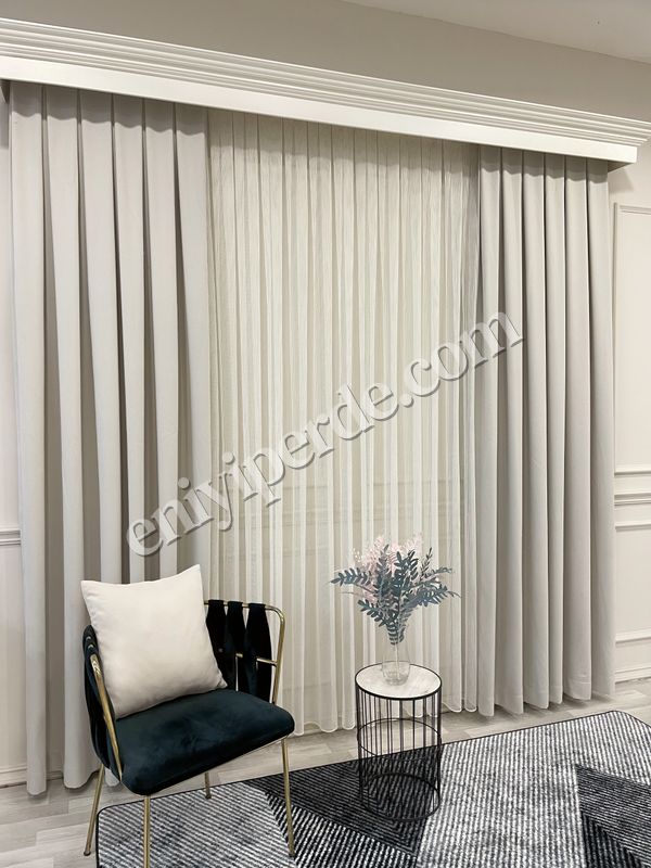 (ekru) EKRU Renk 1/3 SIK PİLE Petek Dokuma Yumuşak Yapılı Panama Fon Perde Fiyatları, Özellikleri ve Yorumları - 5