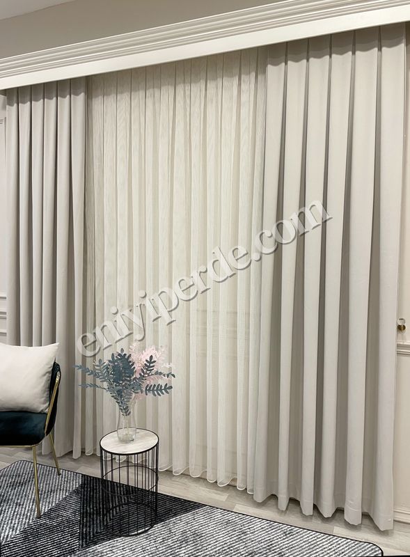 (ekru) EKRU Renk 1/3 SIK PİLE Petek Dokuma Yumuşak Yapılı Panama Fon Perde Fiyatları, Özellikleri ve Yorumları - 6