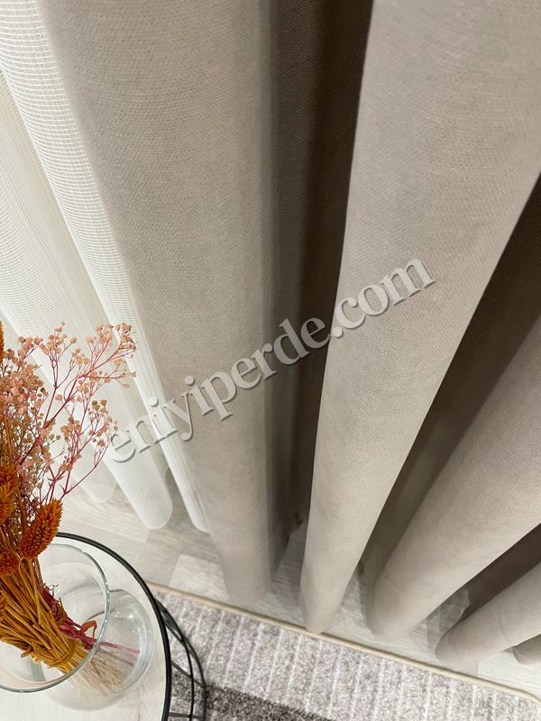 (acik-kahverengi) LATTE KAHVE Renk 1/3 SIK PİLE Petek Dokuma Yumuşak Yapılı Panama Fon Perde Fiyatları, Özellikleri ve Yorumları - 3