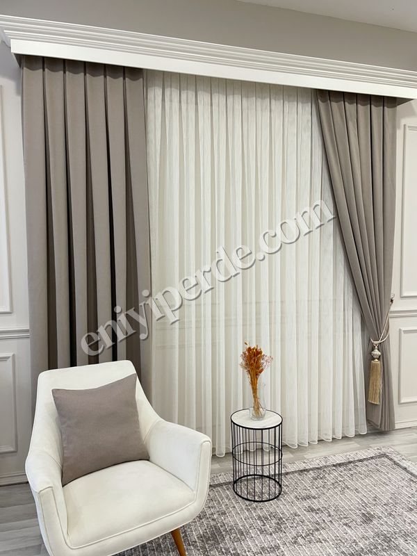 (acik-kahverengi) LATTE KAHVE Renk 1/3 SIK PİLE Petek Dokuma Yumuşak Yapılı Panama Fon Perde Fiyatları, Özellikleri ve Yorumları - 5