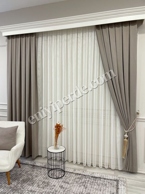 (acik-kahverengi) LATTE KAHVE Renk 1/3 SIK PİLE Petek Dokuma Yumuşak Yapılı Panama Fon Perde Fiyatları, Özellikleri ve Yorumları - 6