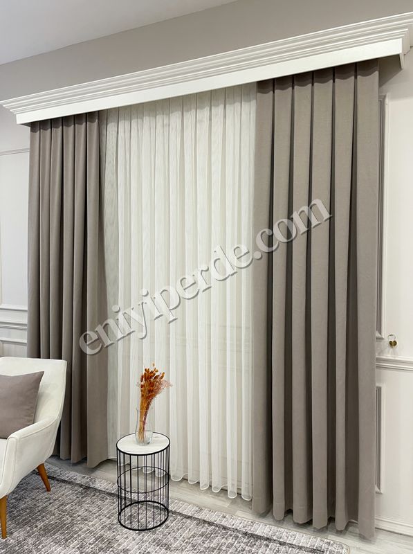 (acik-kahverengi) LATTE KAHVE Renk 1/3 SIK PİLE Petek Dokuma Yumuşak Yapılı Panama Fon Perde Fiyatları, Özellikleri ve Yorumları - 7