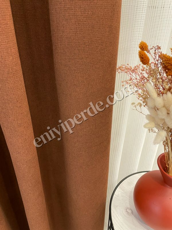 (kahverengi) KIZILKAHVE Renk 1/3 SIK PİLE Petek Dokuma Yumuşak Yapılı Panama Fon Perde Fiyatları, Özellikleri ve Yorumları - 2