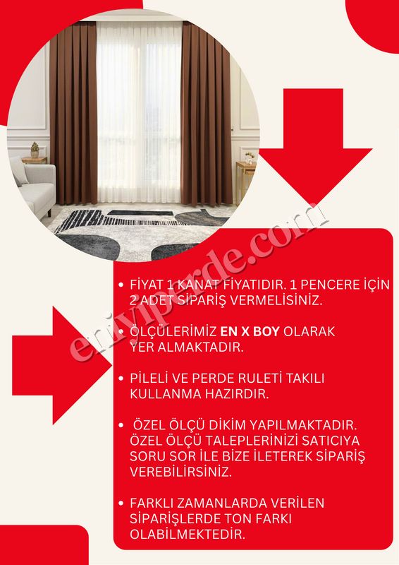 (kahverengi) KIZILKAHVE Renk 1/3 SIK PİLE Petek Dokuma Yumuşak Yapılı Panama Fon Perde Fiyatları, Özellikleri ve Yorumları - 7