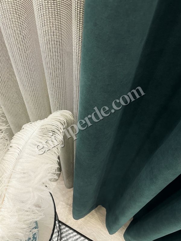 (zumrut-yesili) KOYU YEŞİL Renk 1/3 SIK PİLE Petek Dokuma Yumuşak Yapılı Panama Fon Perde Fiyatları, Özellikleri ve Yorumları - 3