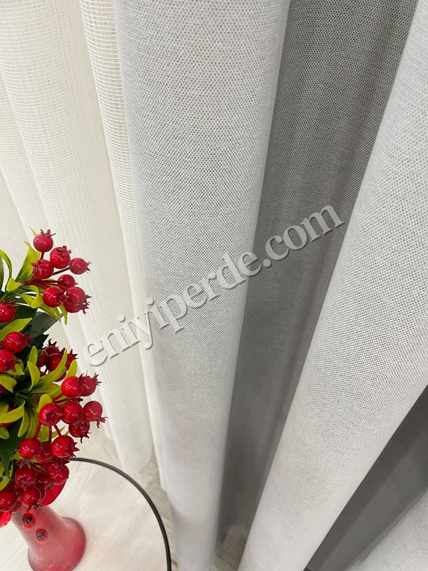 (acik-gri) AÇIK GRİ Renk 1/3 SIK PİLE Petek Dokuma Yumuşak Yapılı Panama Fon Perde Fiyatları, Özellikleri ve Yorumları - 3