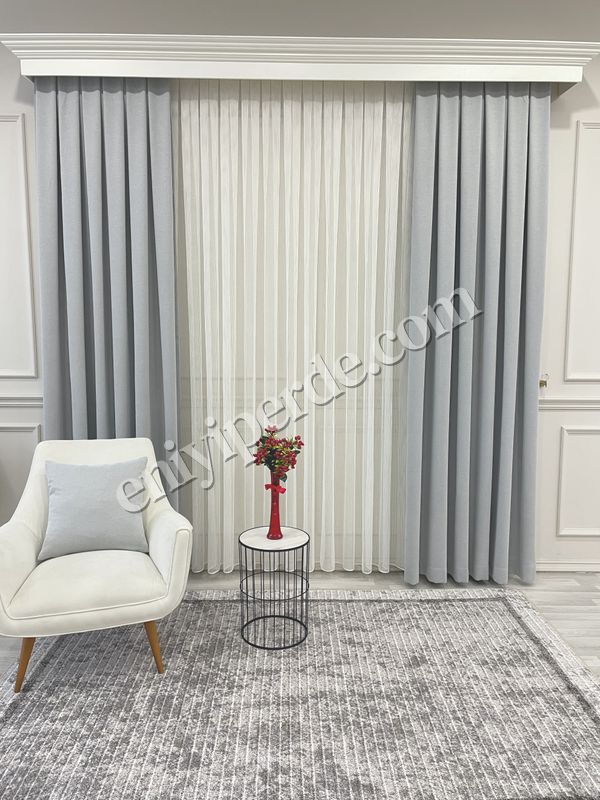 (acik-gri) AÇIK GRİ Renk 1/3 SIK PİLE Petek Dokuma Yumuşak Yapılı Panama Fon Perde Fiyatları, Özellikleri ve Yorumları - 4