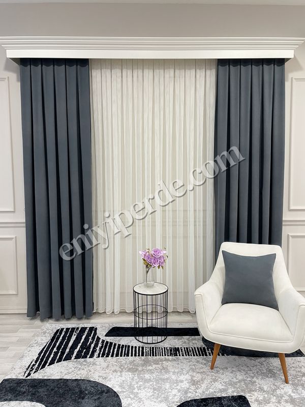 (koyu-gri) KOYU GRİ Renk 1/3 SIK PİLE Petek Dokuma Yumuşak Yapılı Panama Fon Perde Fiyatları, Özellikleri ve Yorumları - 4