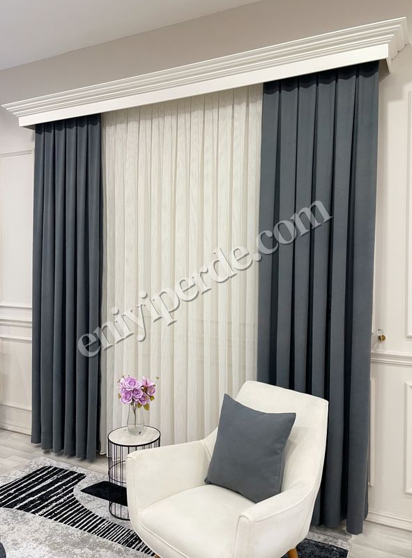 (koyu-gri) KOYU GRİ Renk 1/3 SIK PİLE Petek Dokuma Yumuşak Yapılı Panama Fon Perde Fiyatları, Özellikleri ve Yorumları - 5