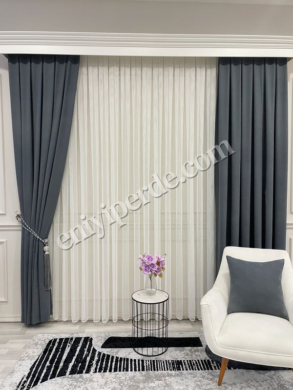 (koyu-gri) KOYU GRİ Renk 1/3 SIK PİLE Petek Dokuma Yumuşak Yapılı Panama Fon Perde Fiyatları, Özellikleri ve Yorumları - 6