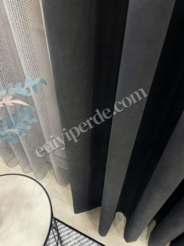 (fume) KOYU FÜME Renk 1/3 SIK PİLE Petek Dokuma Yumuşak Yapılı Panama Fon Perde Fiyatları, Özellikleri ve Yorumları - 2