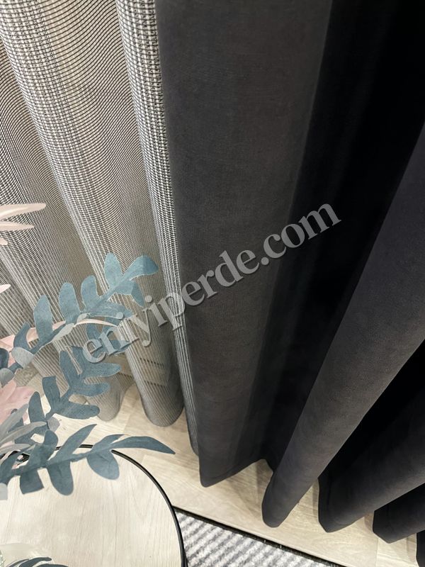 (fume) KOYU FÜME Renk 1/3 SIK PİLE Petek Dokuma Yumuşak Yapılı Panama Fon Perde Fiyatları, Özellikleri ve Yorumları - 3