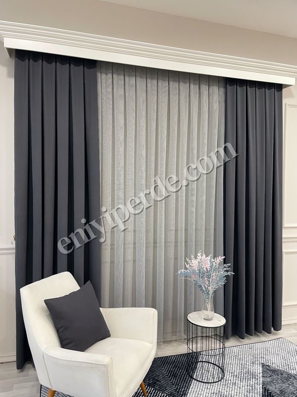 (fume) KOYU FÜME Renk 1/3 SIK PİLE Petek Dokuma Yumuşak Yapılı Panama Fon Perde Fiyatları, Özellikleri ve Yorumları - 5