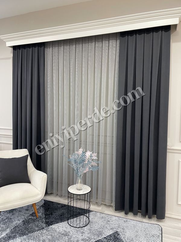 (fume) KOYU FÜME Renk 1/3 SIK PİLE Petek Dokuma Yumuşak Yapılı Panama Fon Perde Fiyatları, Özellikleri ve Yorumları - 6