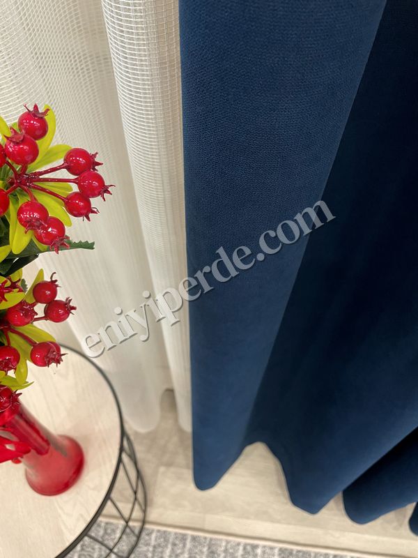 (lacivert) LACİVERT Renk 1/3 SIK PİLE Petek Dokuma Yumuşak Yapılı Panama Fon Perde Fiyatları, Özellikleri ve Yorumları - 2